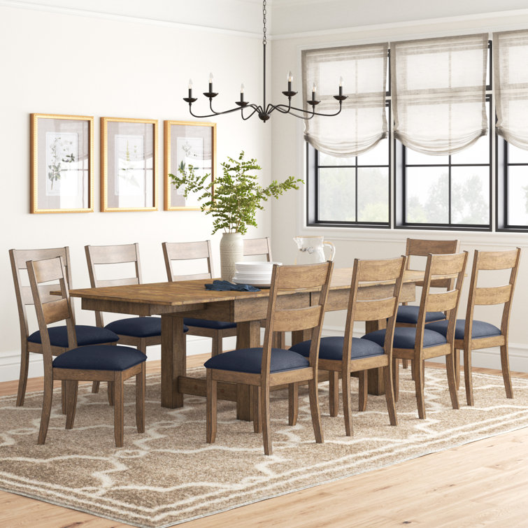 Three Posts Schoenberg 11 piece Extendable Solid Wood Dining Set Reviews Wayfair